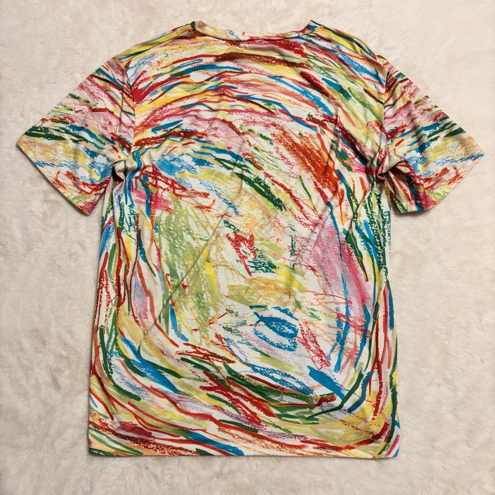 NWOT Vibrant Colorful Statement Top “Broken Crayons Still Color” S Scribble Art - Picture 5 of 7
